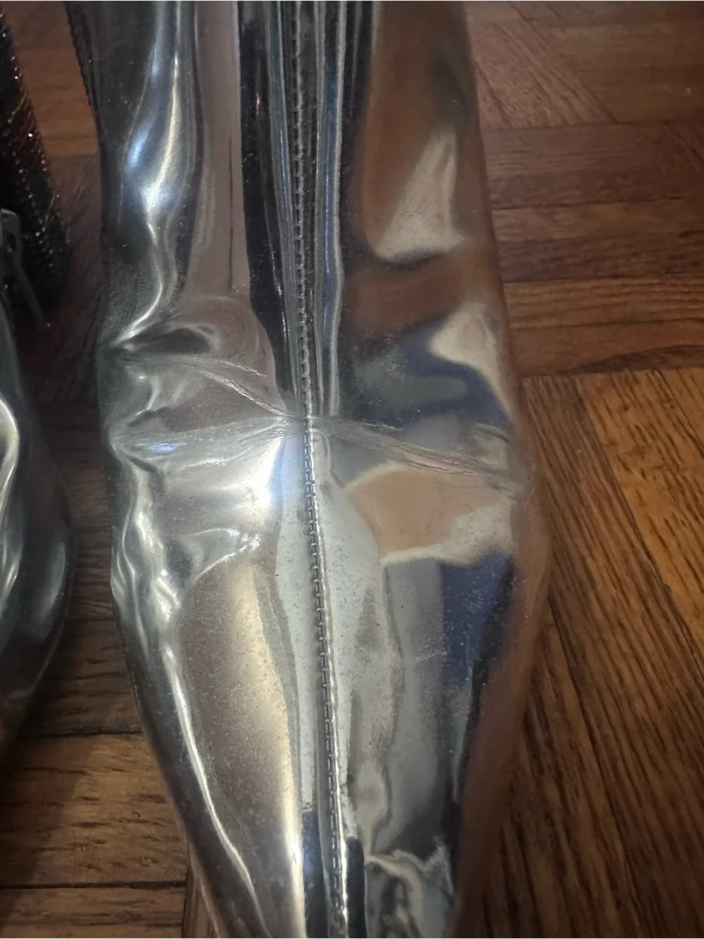 Betsey Johnson Silver Kassie Ankle Boots Stacked Sparkle Heel Zip Up Sz 9 - Picture 6 of 7